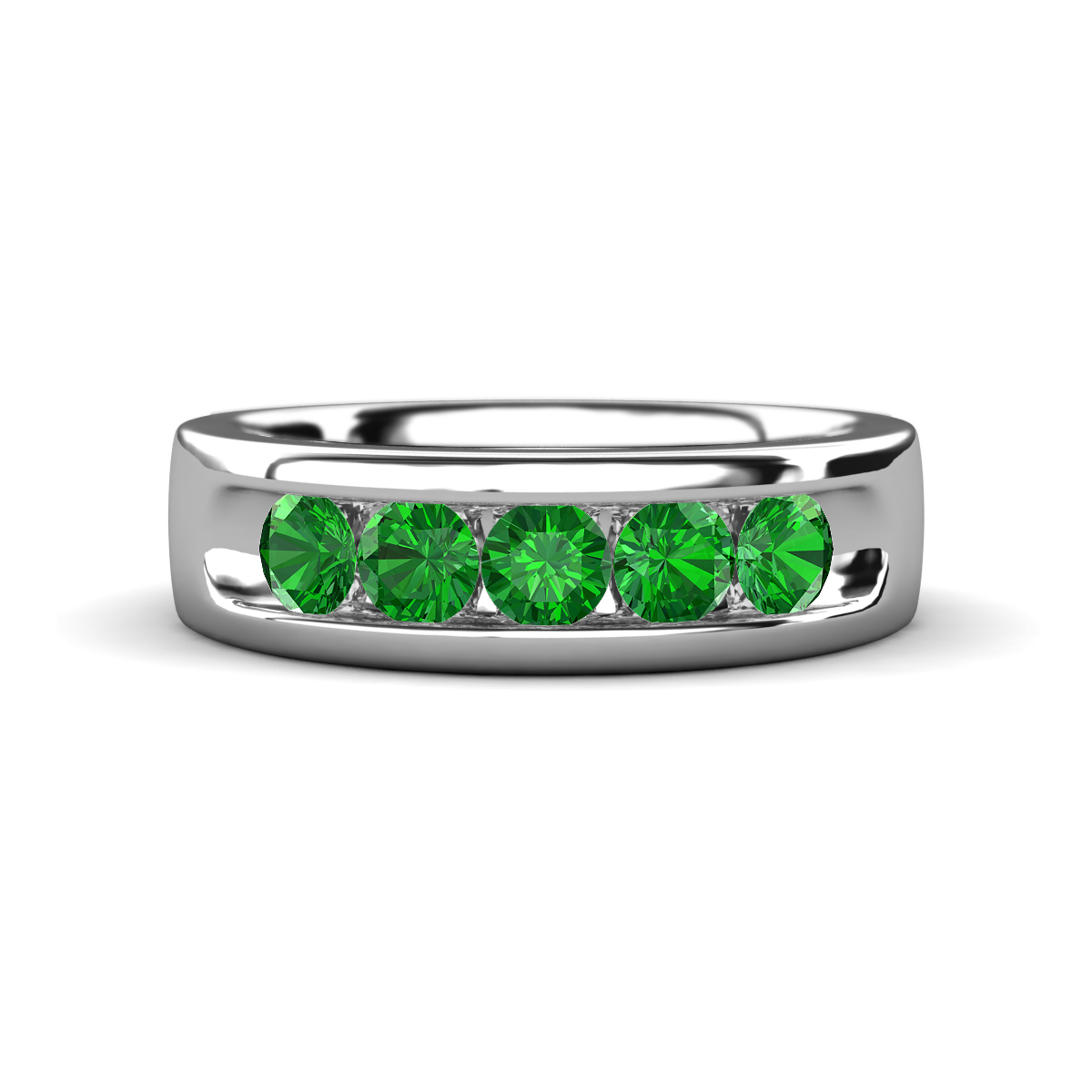 Irvin 0.84 ctw Green Garnet 5 stone Comfort Fit Men Wedding Band (6 mm) 
